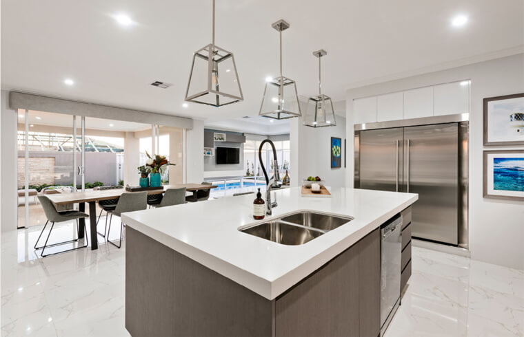 Modern Grey Wood Grain Mixed Charcoal Melamine Kitchen Cabinets