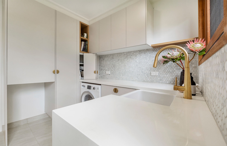 White Matt Finish Lacquer Laundry Cabinet