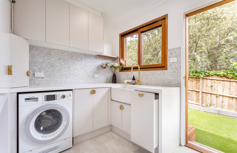 White Matt Finish Lacquer Laundry Cabinet
