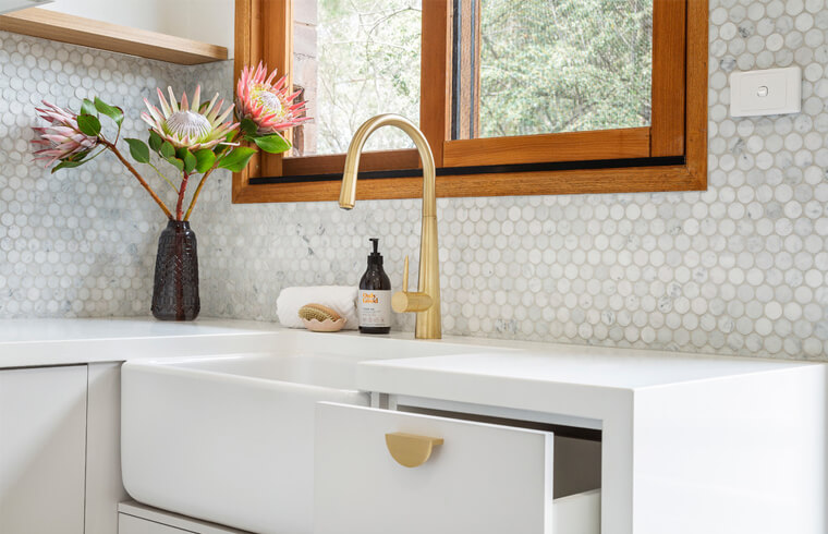 White Matt Finish Lacquer Laundry Cabinet