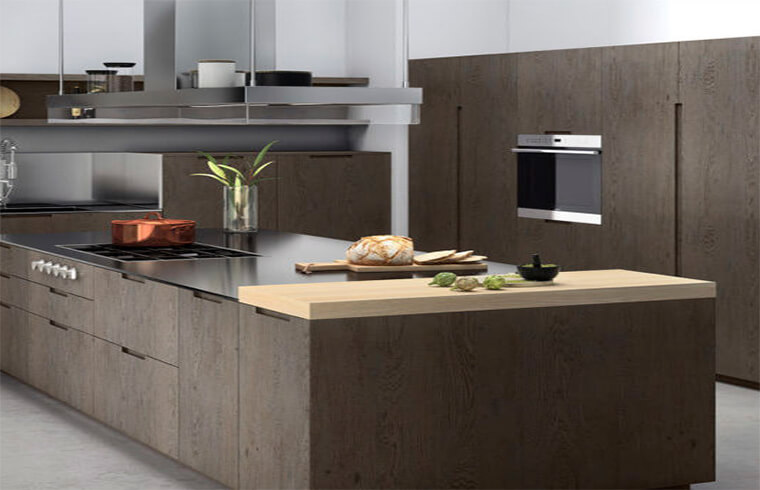 Business Style Calm Atmosphere Wood Veneer Kitchen Cabinets