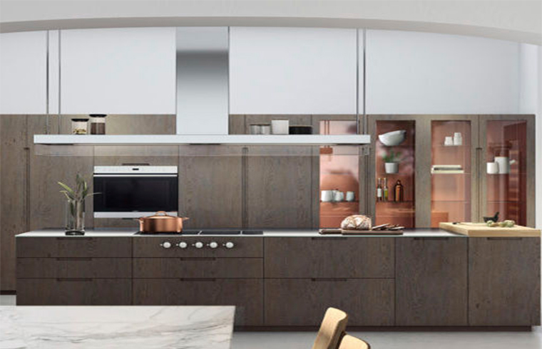 Business Style Calm Atmosphere Wood Veneer Kitchen Cabinets