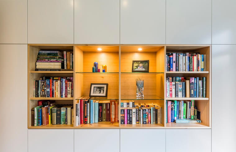 Matt Finish Lacuqer Study Cabinets with wood timber shelves