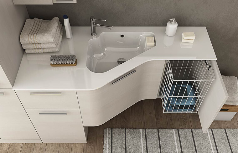 Sample White Matt Finish Lacquer With Blum Accessory Laundry Cabinet