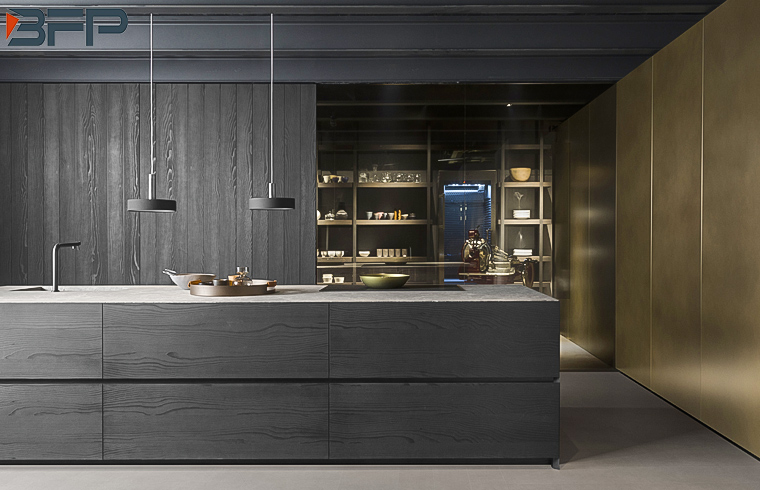 Modern Luxury Wooden Gray High Pressure Laminated Kitchen Cabinet