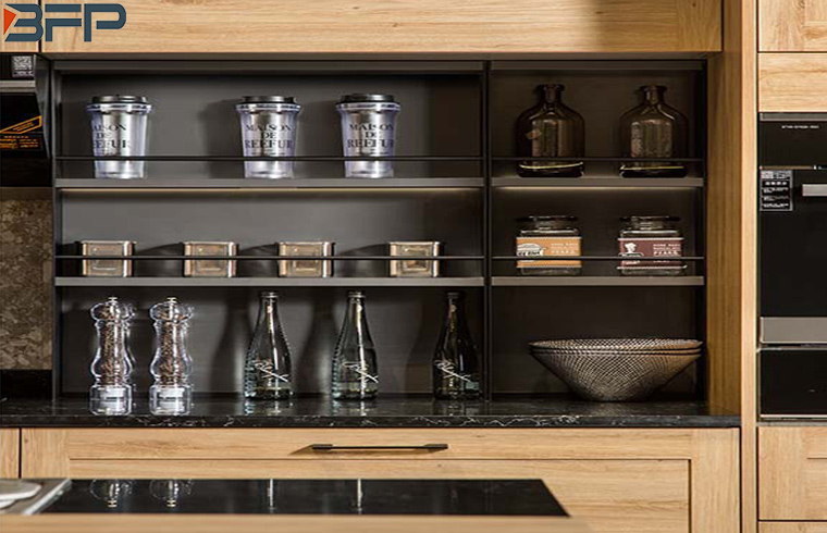 Classic European Countryside Style Melamine Wood Grain Kitchen Cabinets