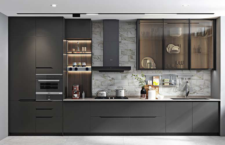 Kulpsuz Tasarımlı Yeşil Lake Mutfak Dolabı