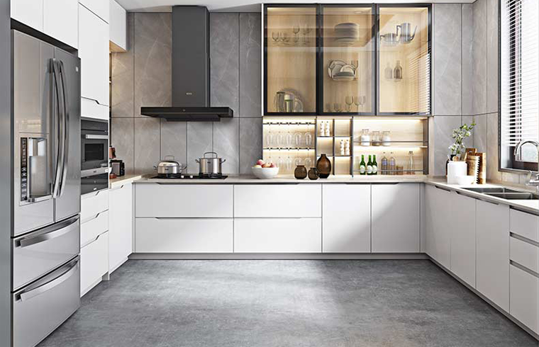 Kulpsuz Tasarımlı Yeşil Lake Mutfak Dolabı