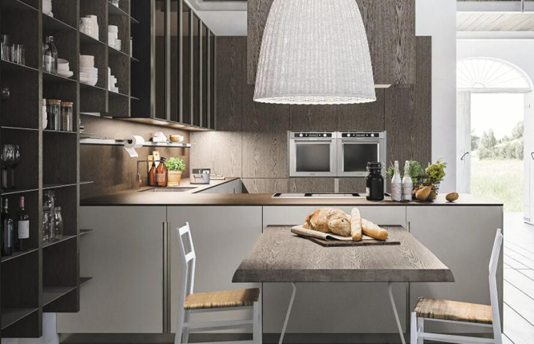 Luxury Modern Customized Unique Laminated Kitchen Cabinets With Glass Door