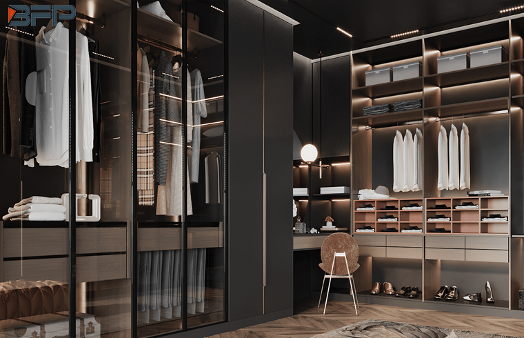 Modern Luxury Design Aluminum Frame Glass Door Wardrobe