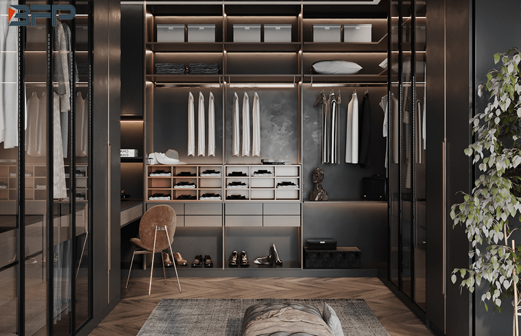 Modern Luxury Design Aluminum Frame Glass Door Wardrobe