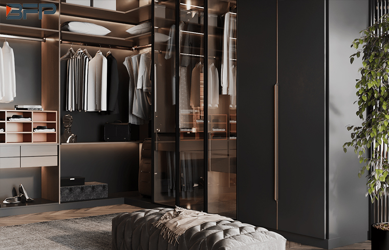 Modern Luxury Design Aluminum Frame Glass Door Wardrobe