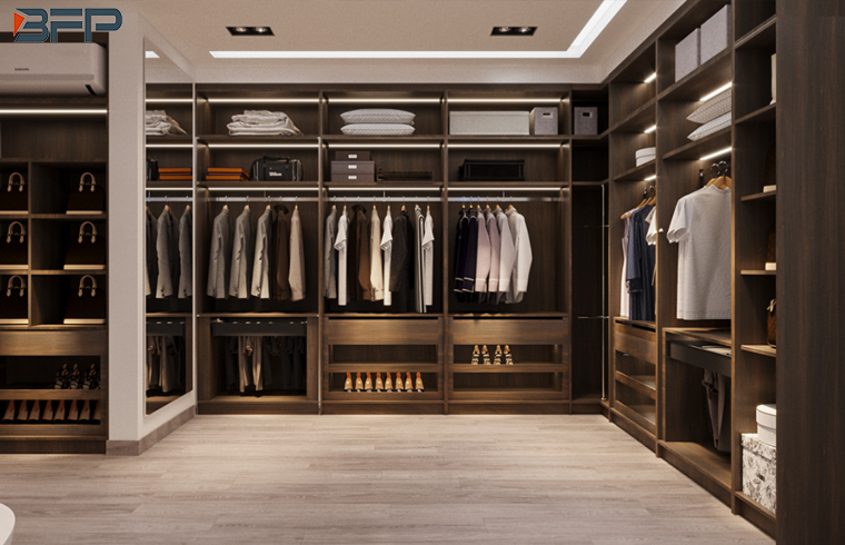 Luxury Design Italian Style Walk In Wardrobe With Led Light