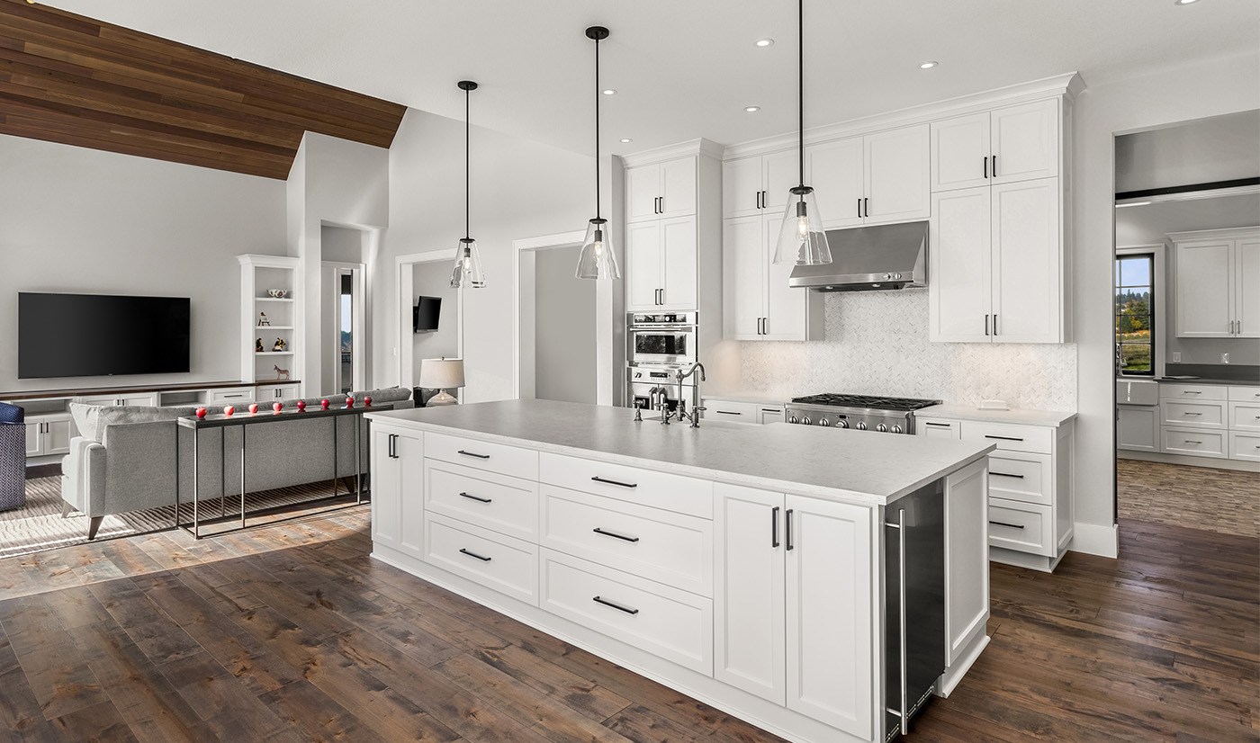 Transitional Style White Shaker Door Kitchen Cabinet