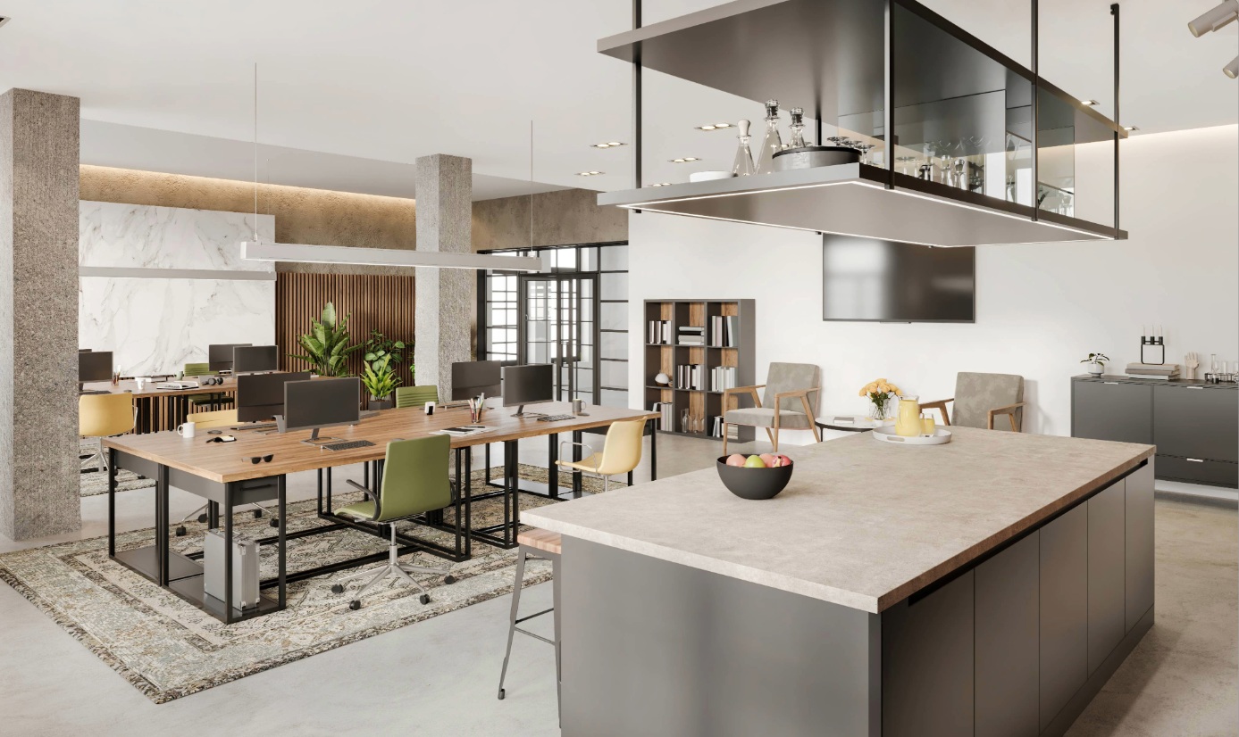 Modern Lacquer Matte Grey Kitchen Cabinet With Island