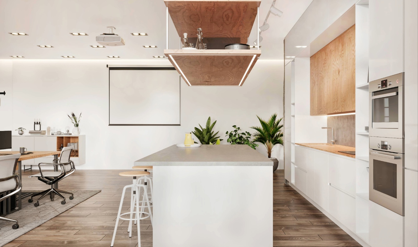 Modern Lacquer Matte Grey Kitchen Cabinet With Island