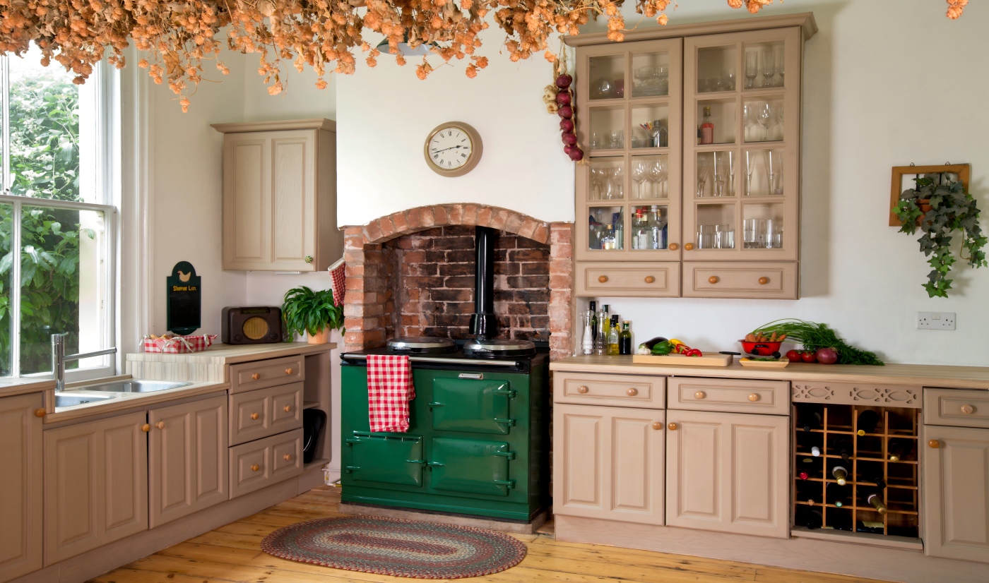 Rustic Style White Raised Door Kitchen Cabinet