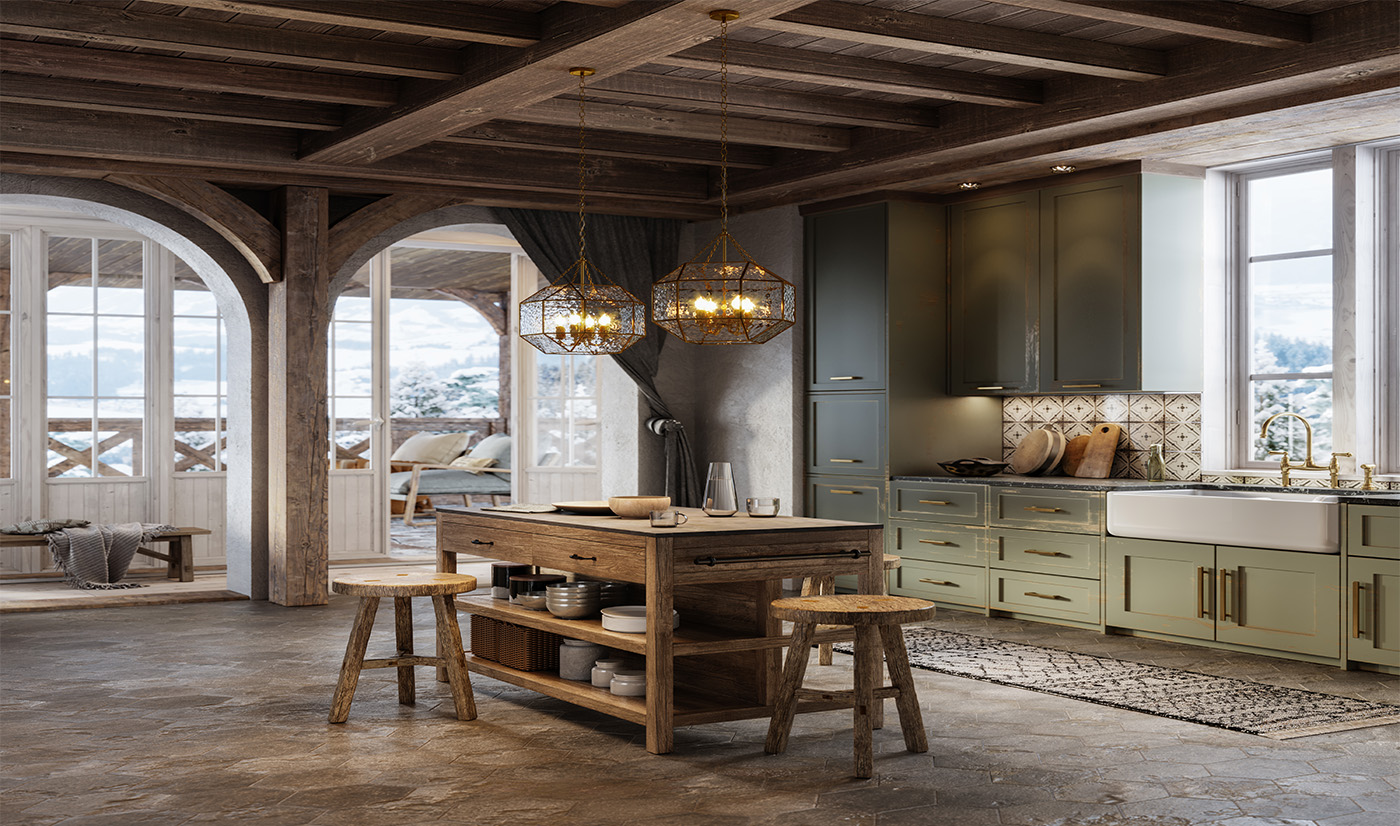 Luxury Rustic Kitchen Cabinets with Timeless European Style