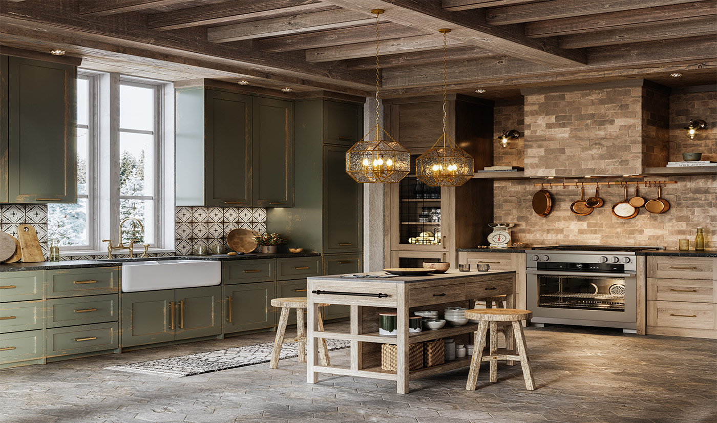 Luxury Rustic Kitchen Cabinets with Timeless European Style