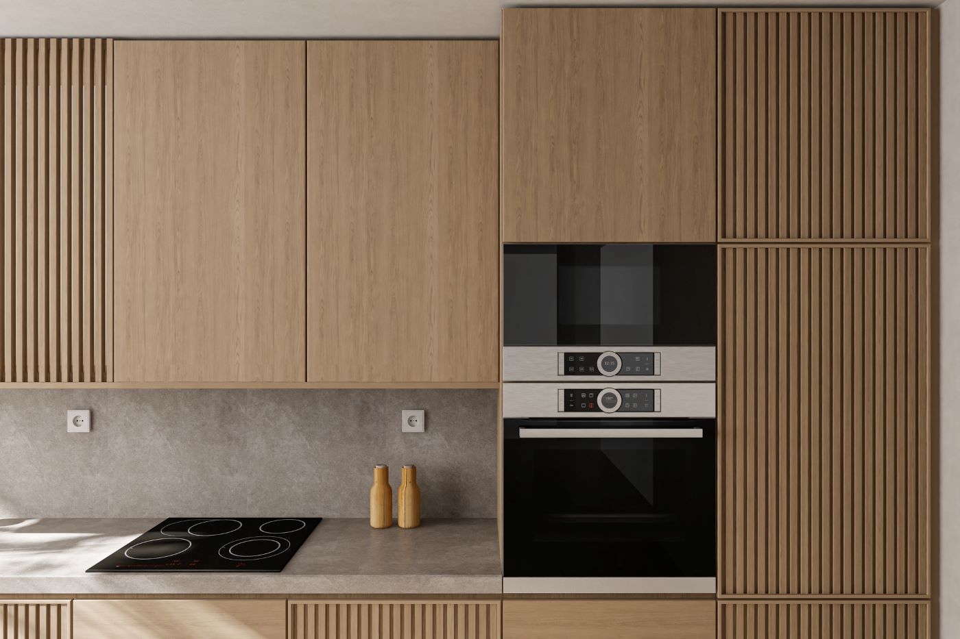 Natural Wood Fluted Cabinetry Modern Minimalist Texture