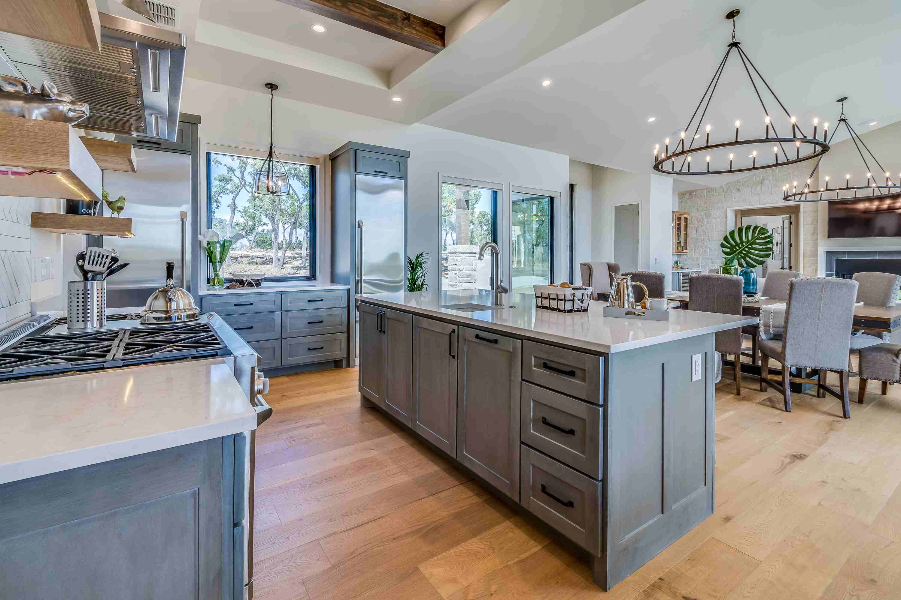 Rustic Grey Kitchen Cabinets with Island | Farmhouse Style Cabinetry- BFP Cabinetry