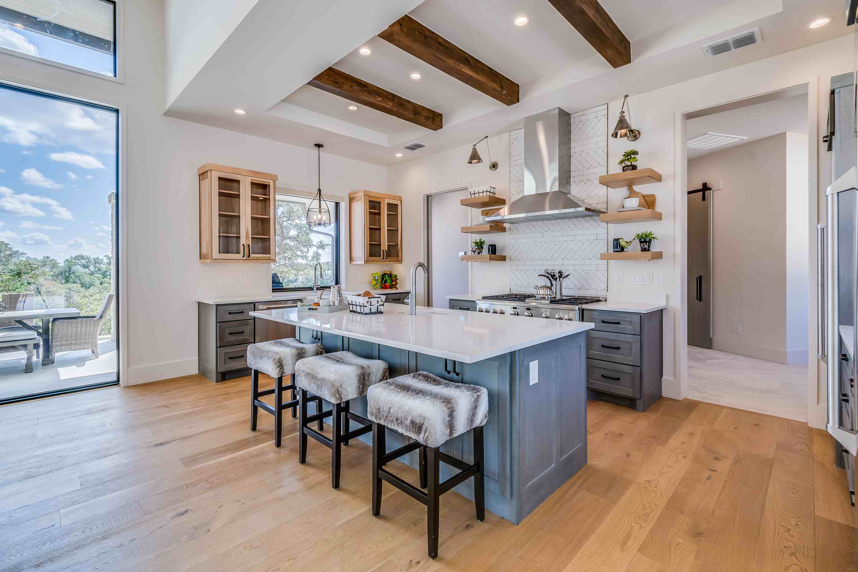 Rustic Grey Kitchen Cabinets with Island | Farmhouse Style Cabinetry- BFP Cabinetry