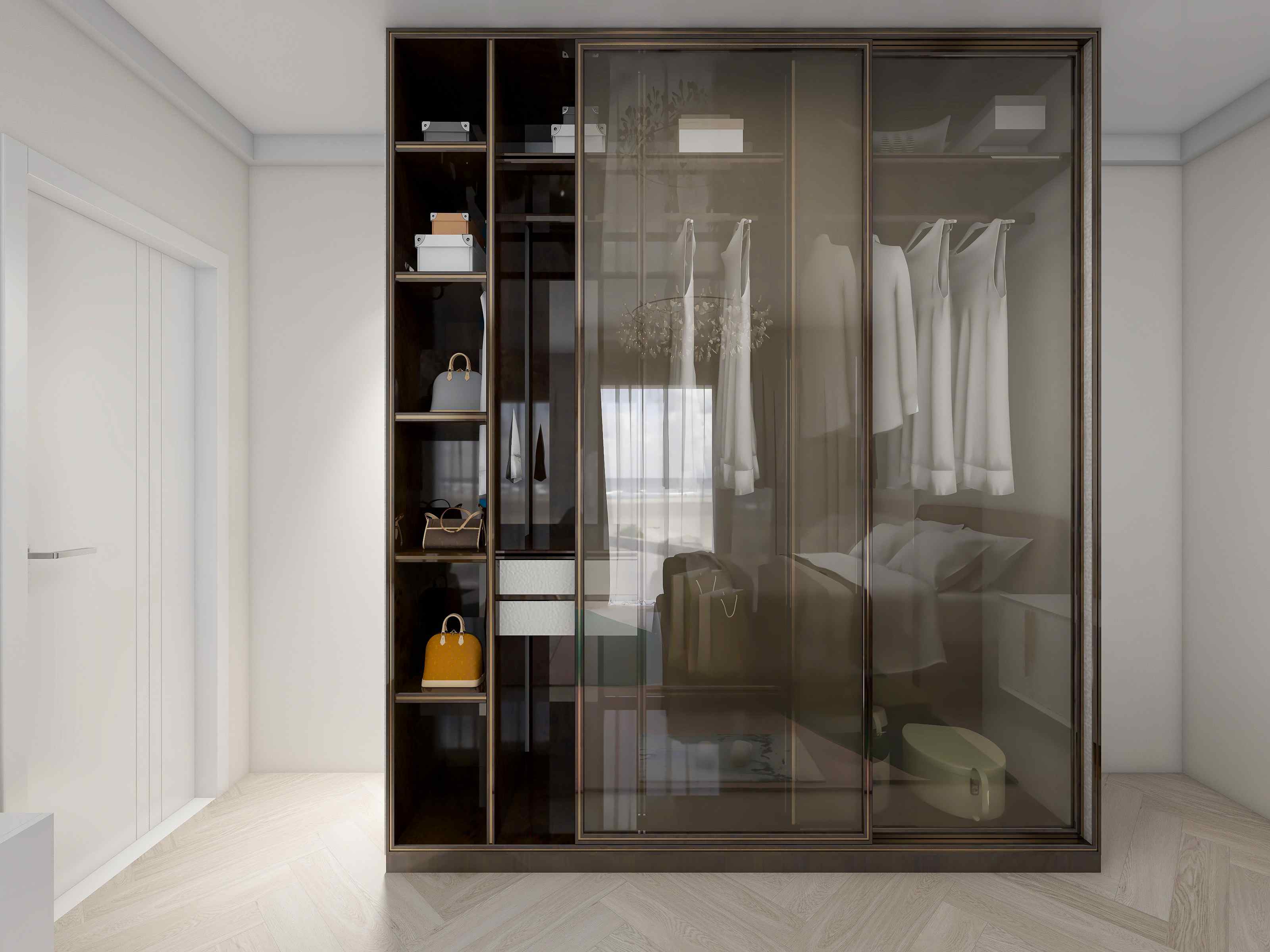 BFP Modern Glass Sliding Door Wardrobe | Display & Storage Cabinet