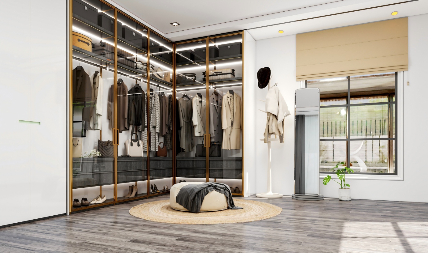 Contemporary White Matt Lacquer Wardrobe with Handle Swing Door Wardrobe