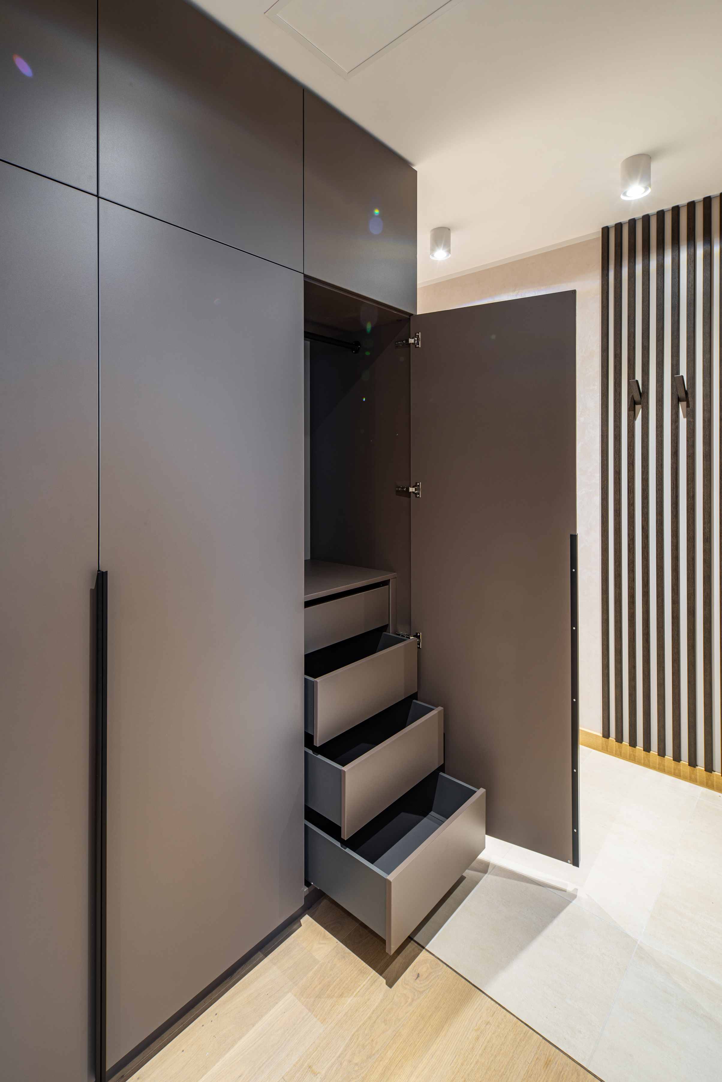 Modern Matte Swing Door Wardrobe | Custom Built-In Cabinet- BFP Cabinetry