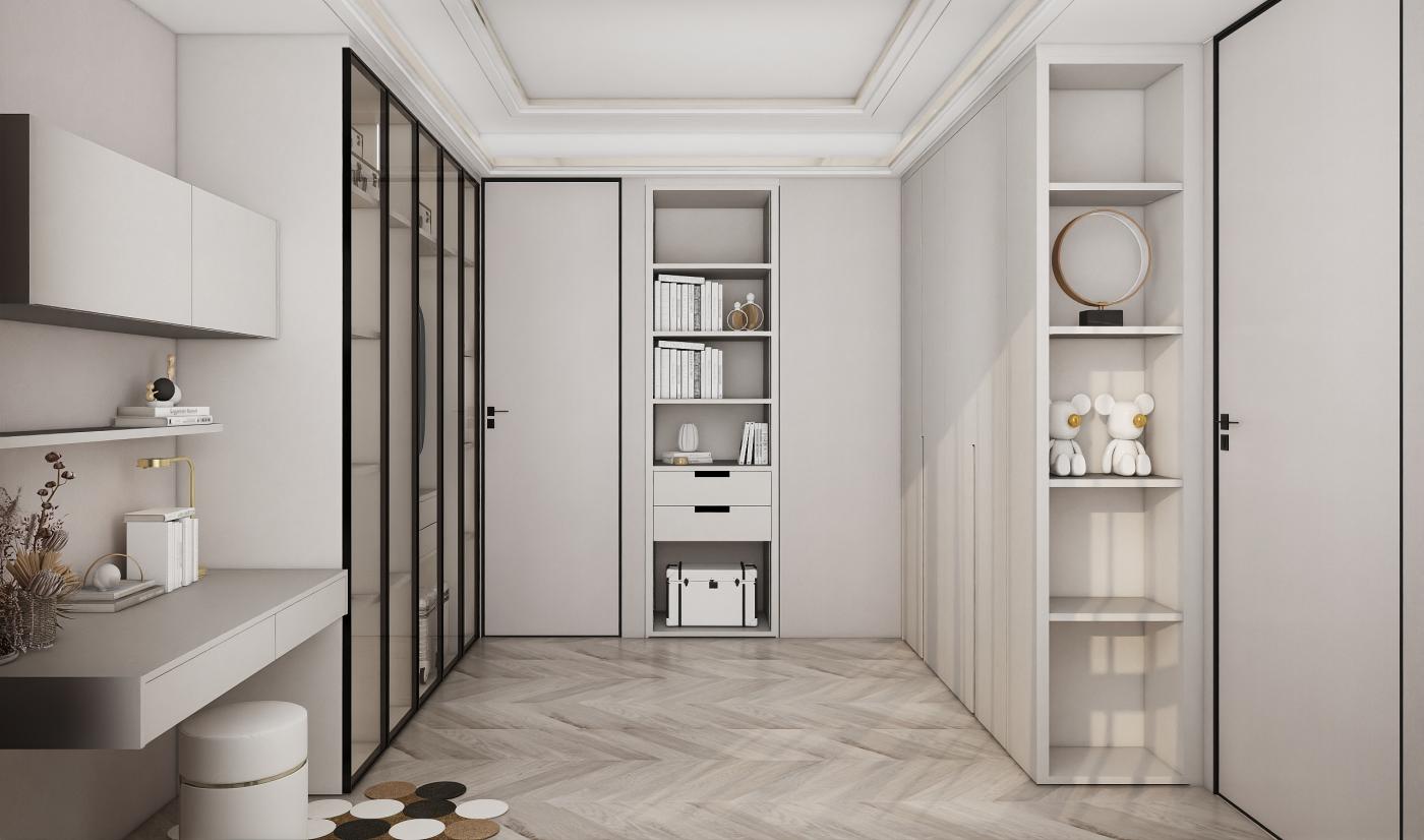Customized White Lacquer Master Walk-in Closet