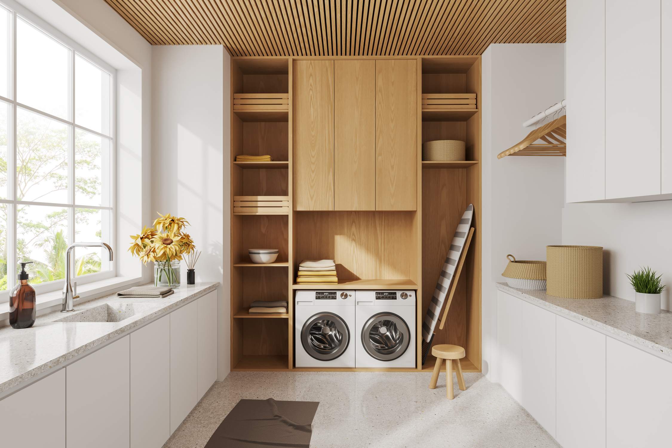 Modern Built-in Wooden Laundry Cabinet System- BFP Cabinet