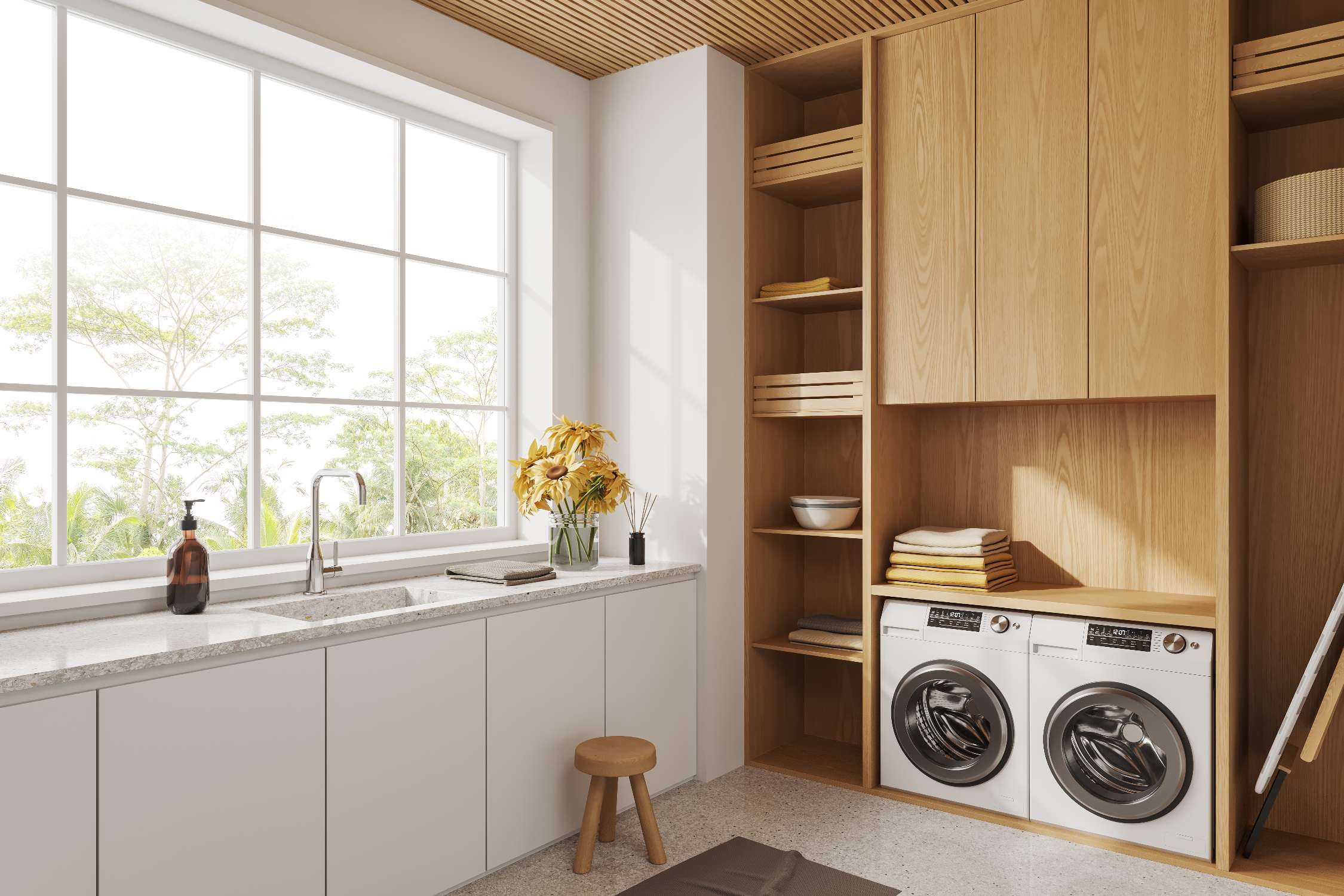Modern Built-in Wooden Laundry Cabinet System- BFP Cabinet