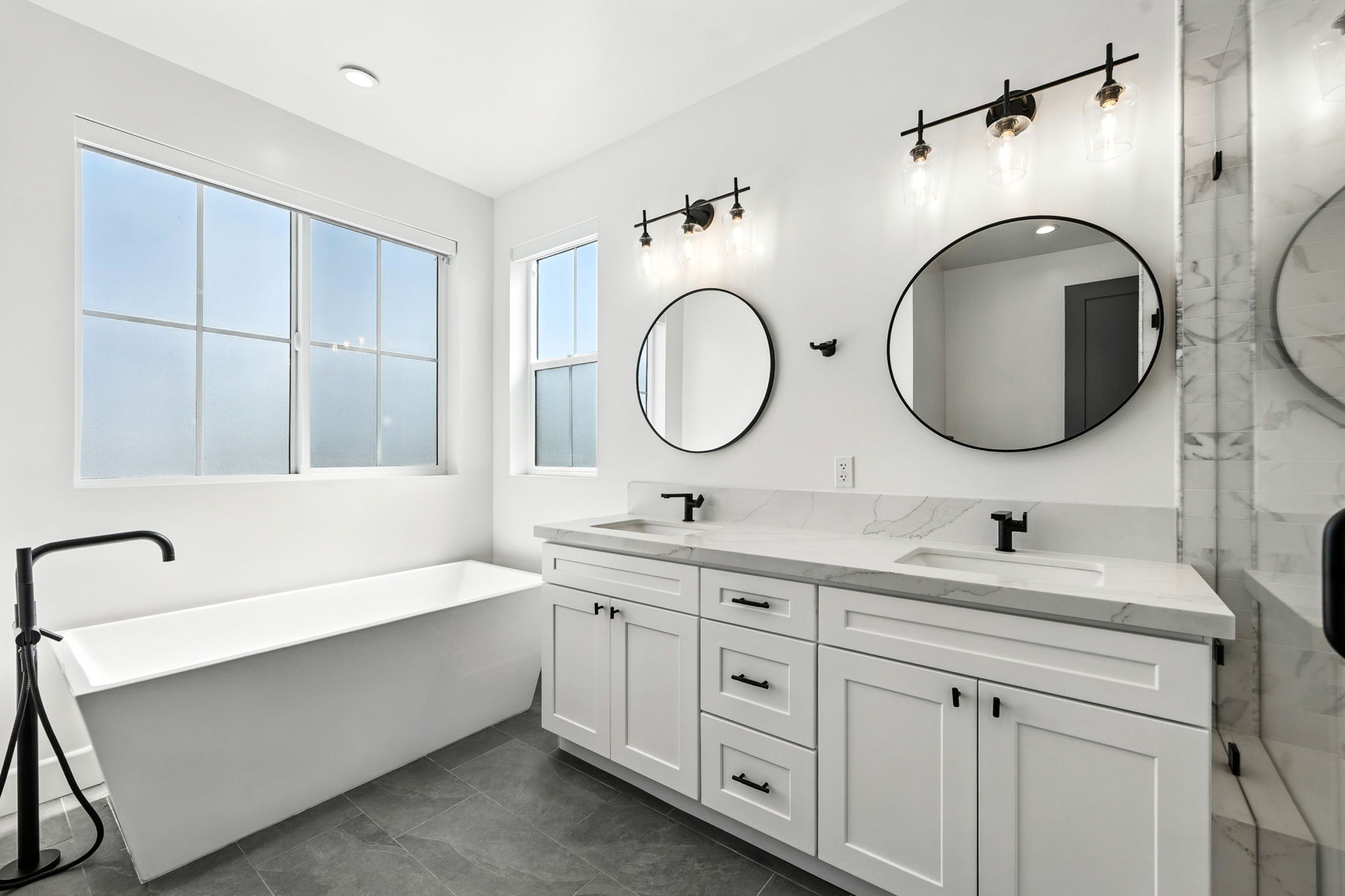 Classic White Shaker Double Sink Bathroom Vanity Cabinet