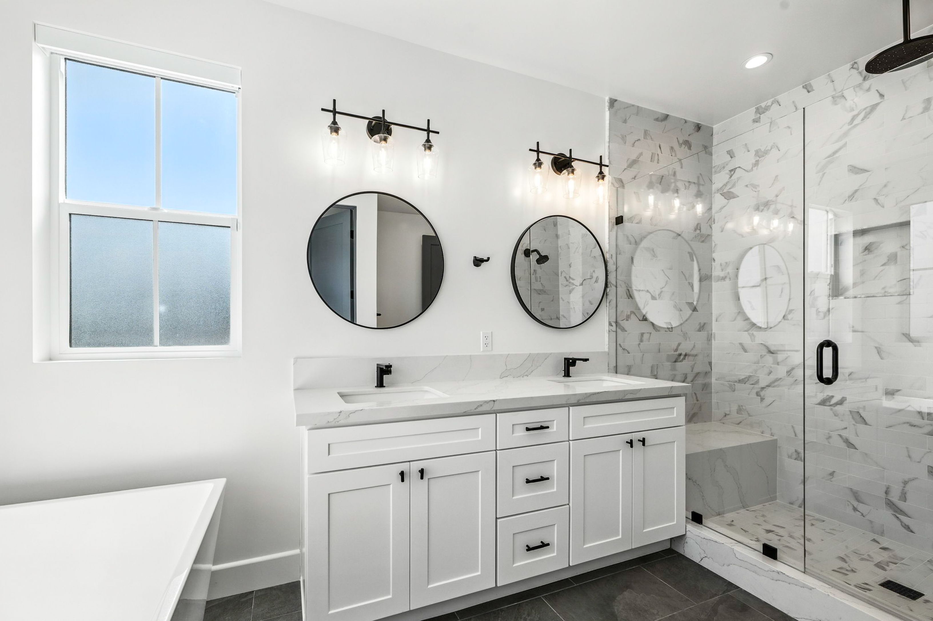 Classic White Shaker Double Sink Bathroom Vanity Cabinet